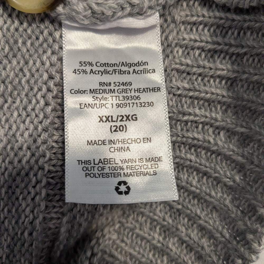 Time And Tru Gray Button-Up Women's Sweater Size XXL - Picture 4 of 5